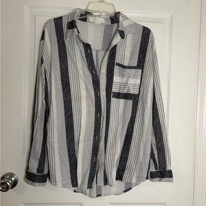 Eden & Olivia Men's Black and White Striped Shirt